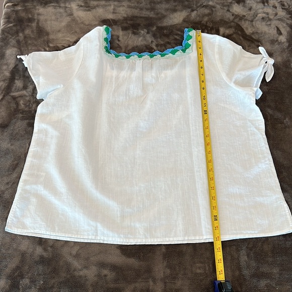 🎉Host Pick 2x🎉Talbots White Crochet Trim Neckline Linen Top-Size 2X Plus Petite - Picture 11 of 12